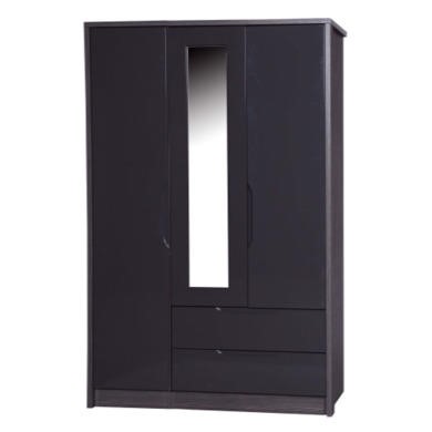 One Call Furniture Avola Premium Plus 3 Door Combi Wardrobe with Mirror in Grey with Grey Gloss One Call Furniture Avola Premium Plus 3 Door Combi Wardrobe with Mirror in Grey with Grey Gloss